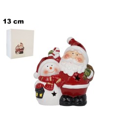 BABBO NATALE CON PUPAZZO DI NEVE CON LED