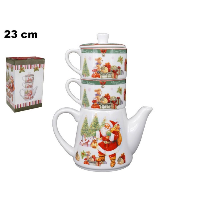 SET TEIERA CON 2 TAZZE DECORATIVO NATAL