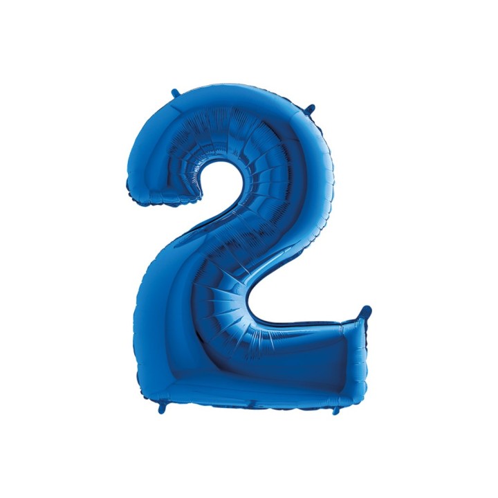 PALLONE MYLAR CM 102 NUMERO 2 BLU