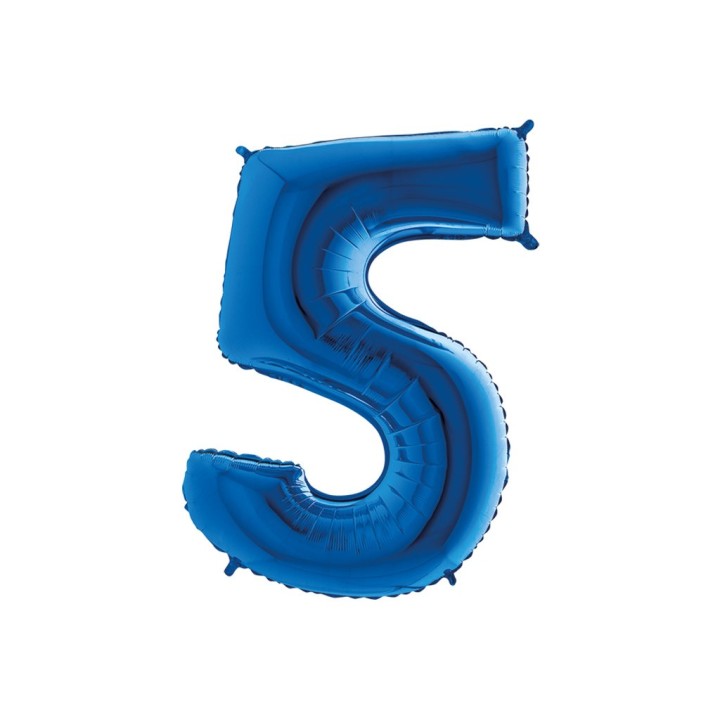 PALLONE MYLAR CM 102 NUMERO 5 BLU