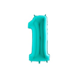 PALLONE MYLAR CM 102 NUMERO 1 ACQUA MAR