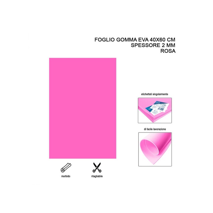 FOGLIO GOMMA EVA 40X60CM 2MM ROSA