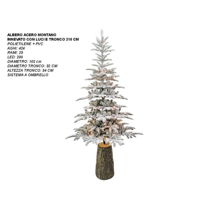 ALBERO ACERO MONT.INN./LUCI/TRONCO 210CM