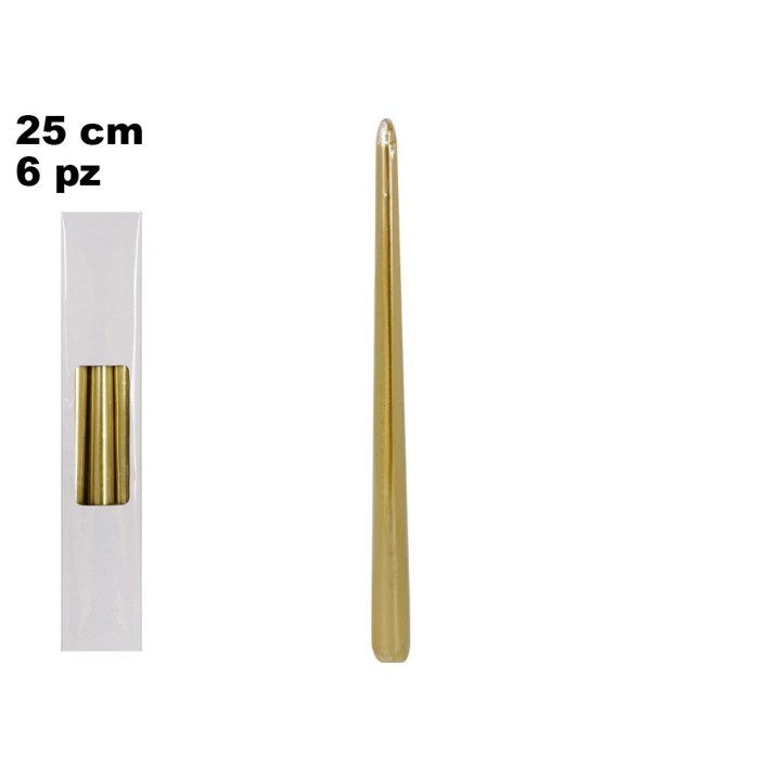 CANDELA DORATA METALLIZZATA 25 CM 6 PCS