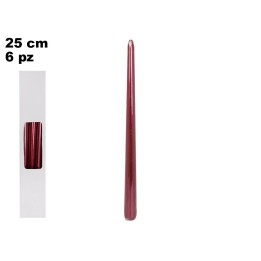 CANDELA ROSSA METALLIZZATA 25 CM 6 PCS