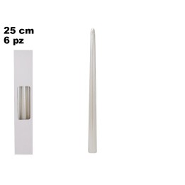 CANDELA BIANCA METALLIZZATA 25 CM 6 PCS