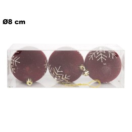 SET 3 SFERE ROSSO IN PVC 8 CM