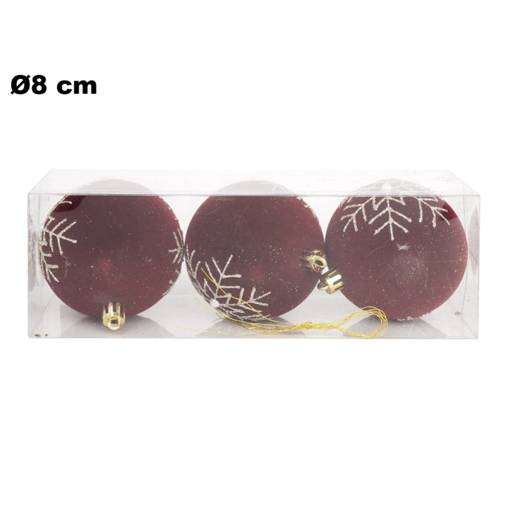 SET 3 SFERE ROSSO IN PVC 8 CM