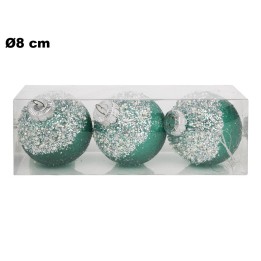 SET 3 SFERE VERDE SMERALDO IN PVC 8 CM