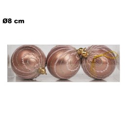 SET 3 SFERE ROSA OPACO IN PVC 8CM