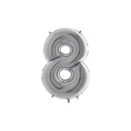 PALLONE MYLAR CM 102 NUMERO 8 ARGENTO