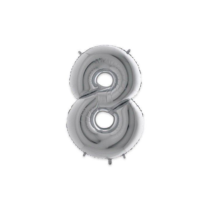 PALLONE MYLAR CM 102 NUMERO 8 ARGENTO