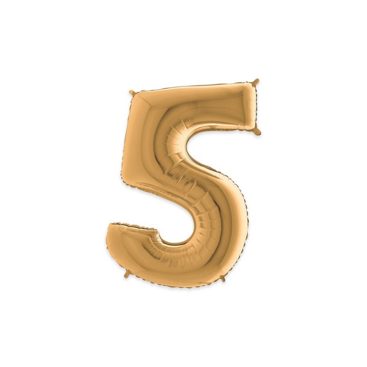 PALLONE MYLAR CM 102 NUMERO 5 ORO
