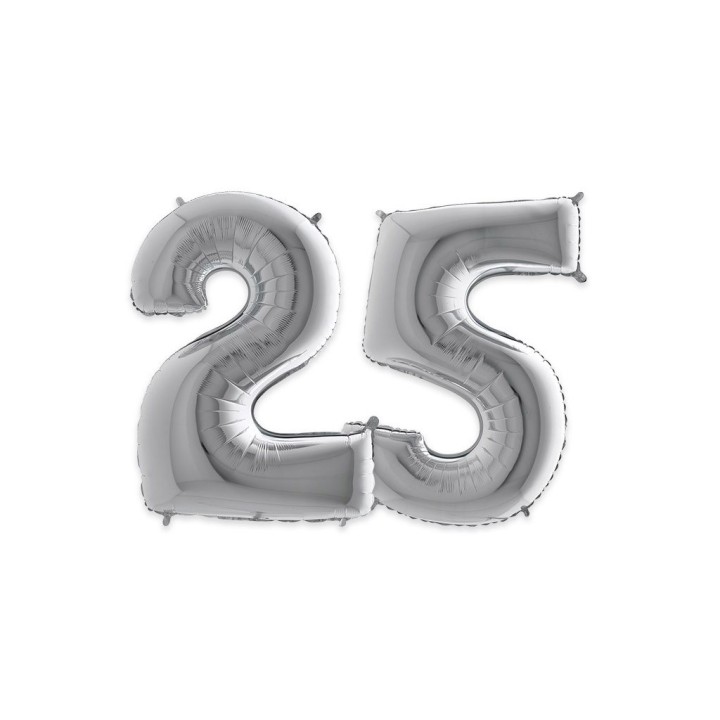 PALL. MYLAR NUM. 25 CM.102 ARGENTO 42058