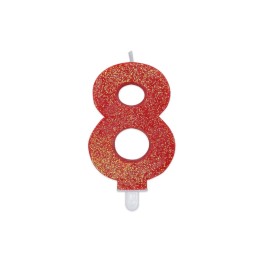 NUM. 8 DI CERA SWEETY ROSSO GLITTER