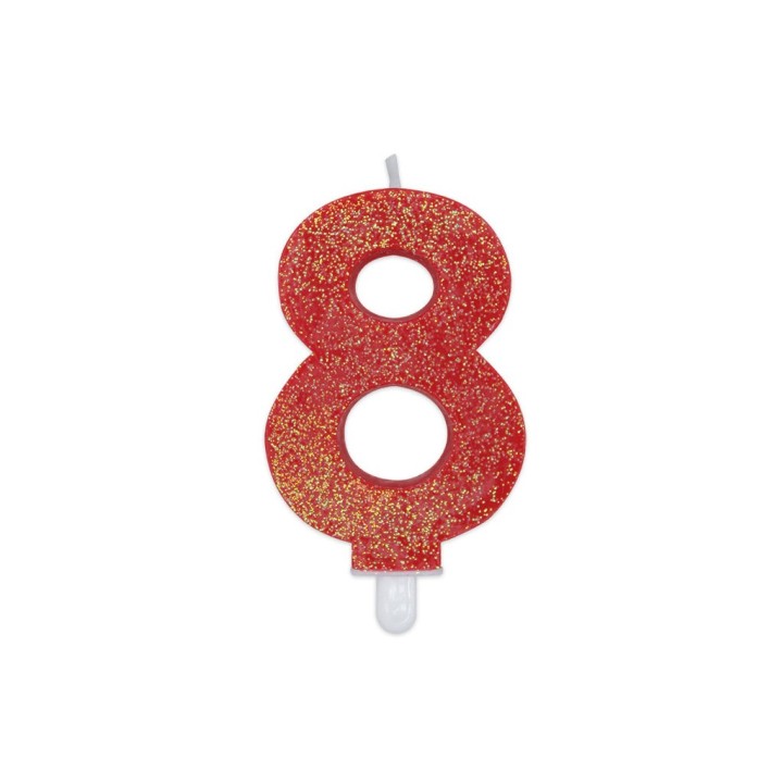 NUM. 8 DI CERA SWEETY ROSSO GLITTER