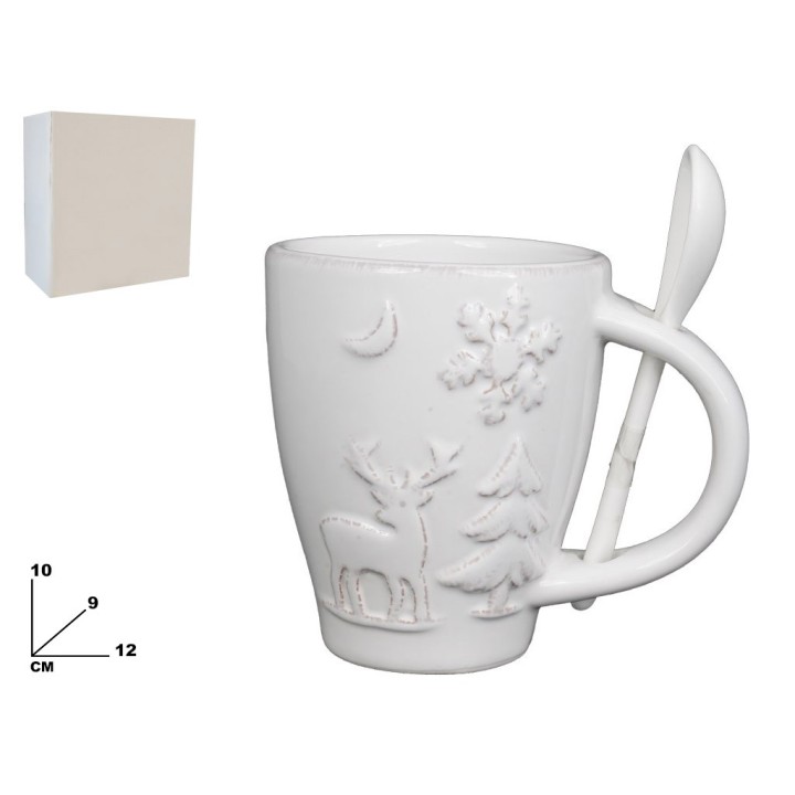TAZZA C/CUCCHIAIO DECORATIVA NATALIZIA