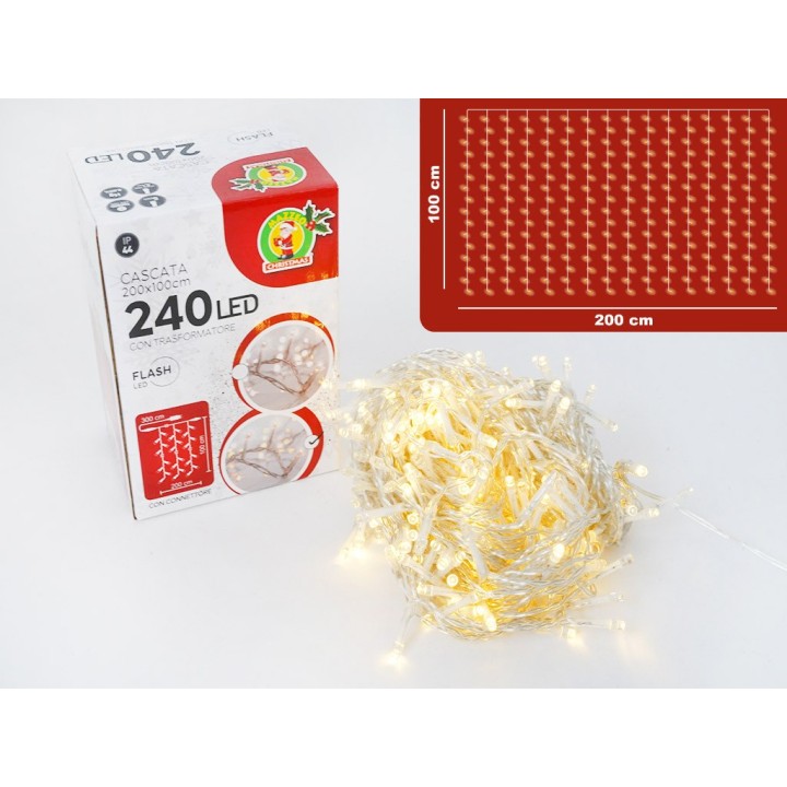 CASCATA 240 FLASH LED L/CALDA 200x100 CM