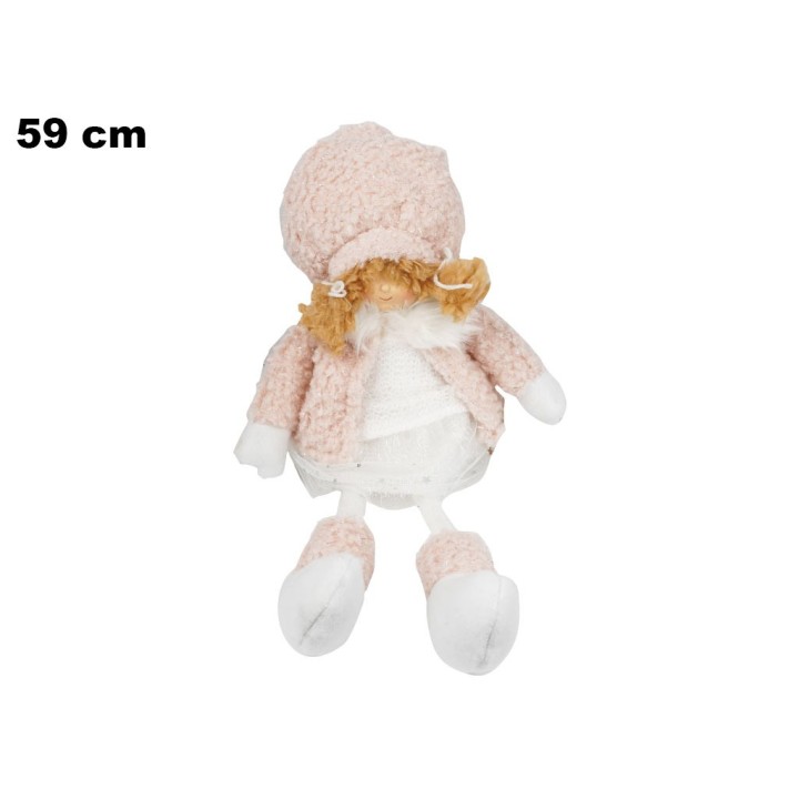 BAMBOLINA SEDUTA CON VESTITO ROSA 59CM