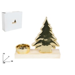 PORTACANDELA CON ALBERO ORO