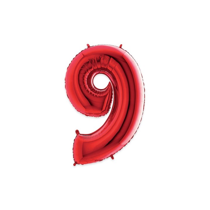 PALLONE MYLAR CM 102 NUMERO 9 ROSSO
