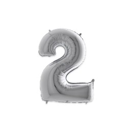 PALLONE MYLAR CM 102 NUMERO 2 ARGENTO