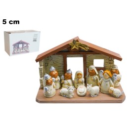 SET NATIVITA' 12 PEZZI 5 CM CON CAPANNA
