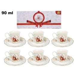 SET 6 TAZZINE CON 6 PIATTINI DECORATIVI