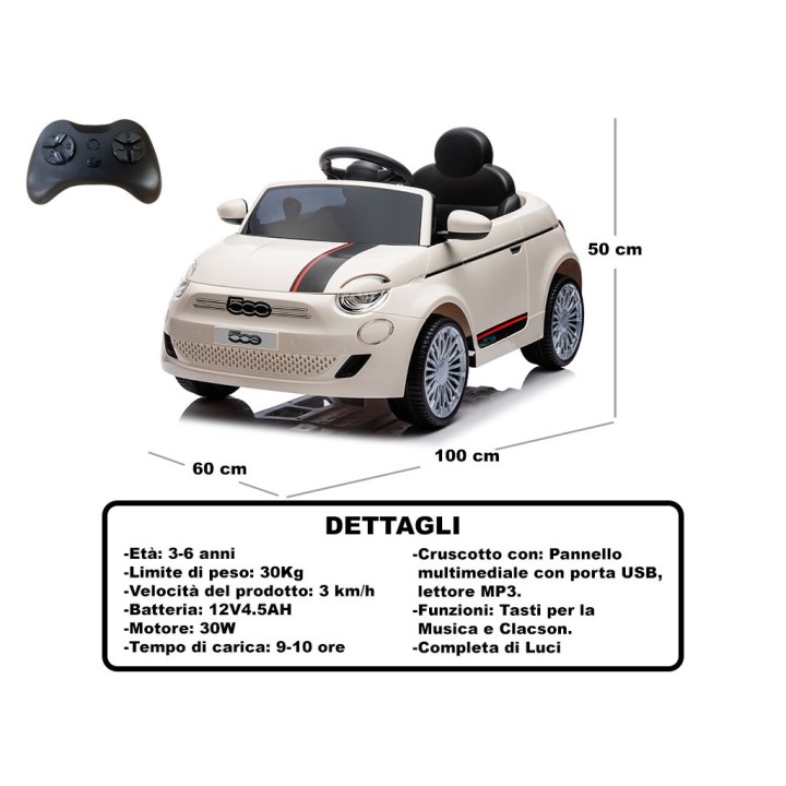 CAVALCABILE NUOVA FIAT 500 BIANCA