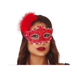 MASCHERA ROSSA CON PIUMA 12948
