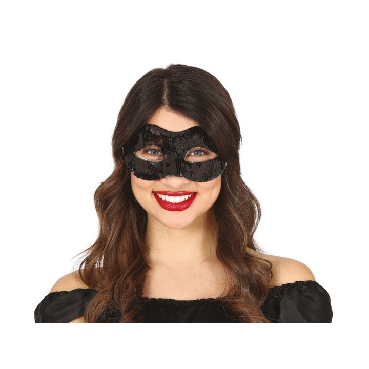 MASCHERA PAILLETTES NERA 12961