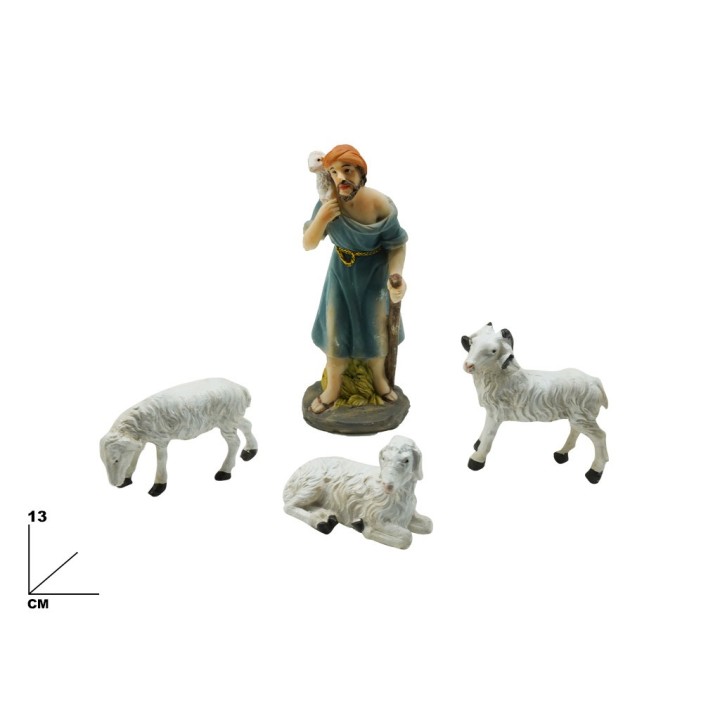 SET PASTORE CON PECORE 4 PEZZI 13 CM