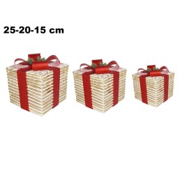 SET 3 PZ PACCHI REGALO CON LED E FIOCCO