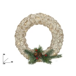 CORONA NATALIZIA 30 CM CON BACCHE E LED