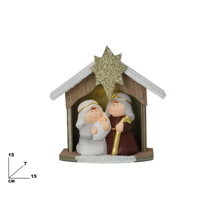 NATIVITA' 15 CM CON CAPANNA CON LED