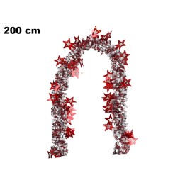FESTONE ARGENTATO CON STELLINE ROSSE 2M