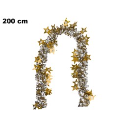 FESTONE ARGENTATO CON STELLINE ORO 2M