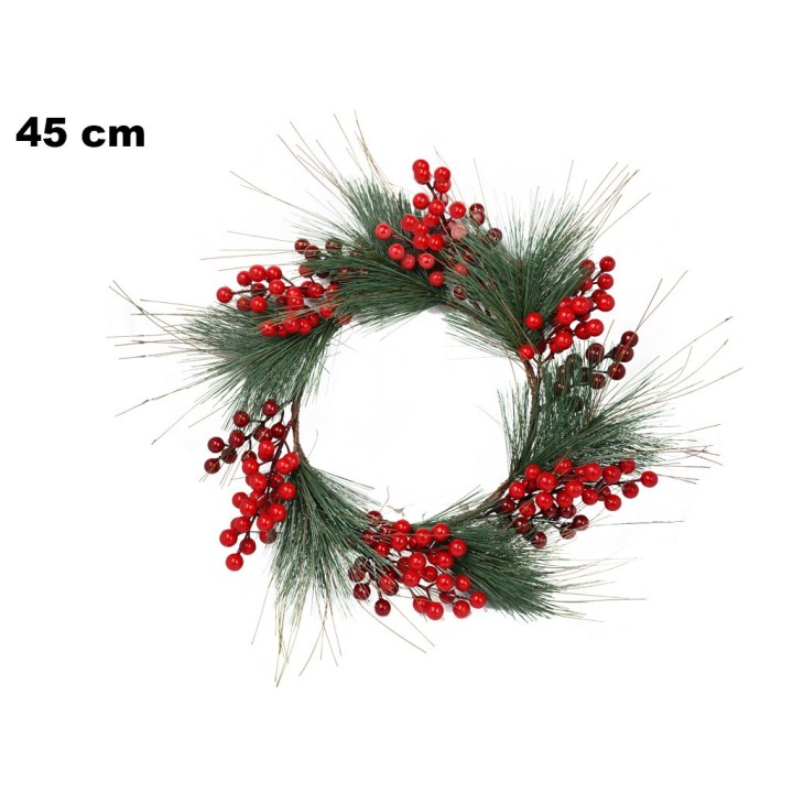 CORONA NATALIZIA CON BACCHE 23 CM