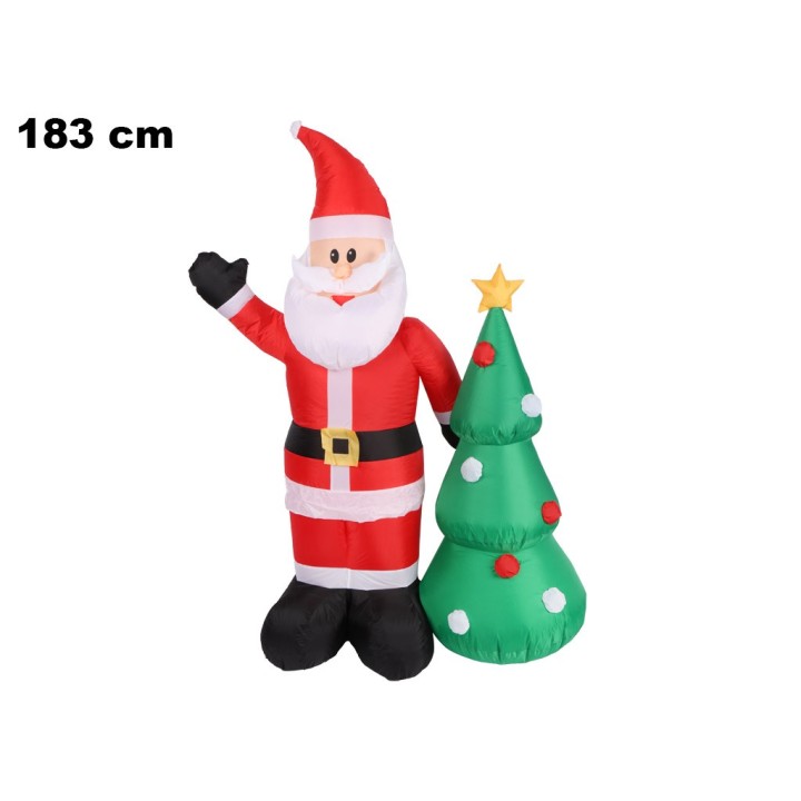 BABBO NATALE GONFIABILE 183 CM CON ALBER