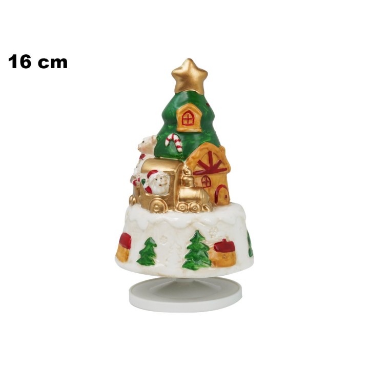 CARILLON 16 CM CON BABBO NATALE SU TREN