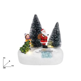 PAESAGGIO BABBO NATALE CON BIMBA 11 CM