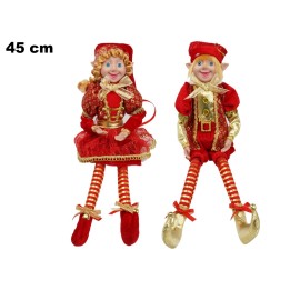 ELFO NATALIZIO ROSSO E DORATO 45 CM 2ASS
