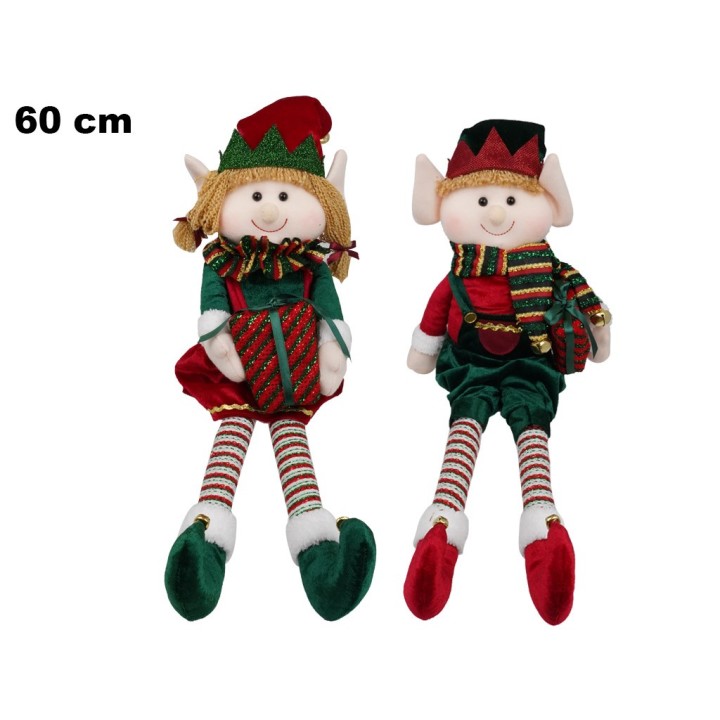 ELFO NATALIZIO DI PEZZA SEDUTO 60 CM 2AS