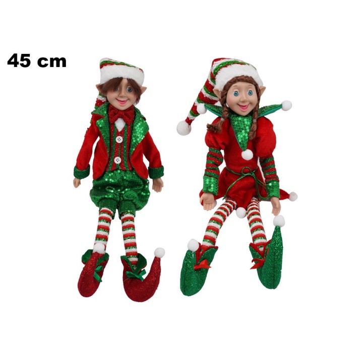 ELFO NATALIZIO 45 CM DA APPENDERE 2 ASST