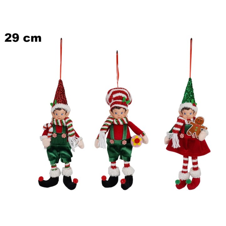 ELFO NATALIZIO DA APPENDERE 29 CM 3 ASST