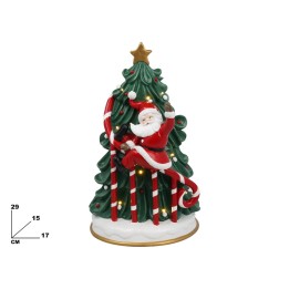 BABBO NATALE SU ALBERO CON LUCI E SUONI