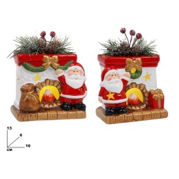 CAMINETTO DI BABBO NATALE CON LED 2 ASST