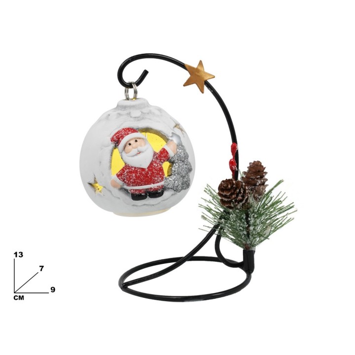 SFERA NATALIZIA CON BABBO NATALE E LED