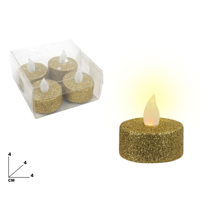SET 4 CANDELE DORATE CON LED