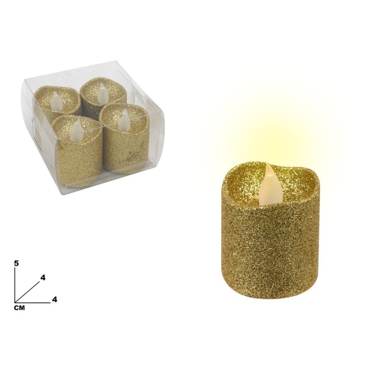 SET 4 CANDELE DORATE CON LED